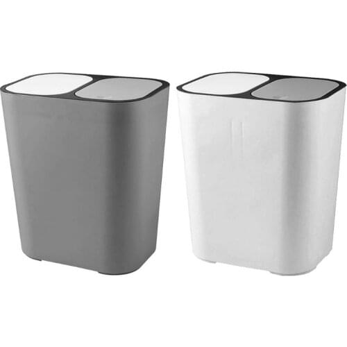 1 Pc Bathroom Kitchen Trash Can Garbage Wastebaske Classified Dry and Wet Two-Class Rubbish Bin with Lid