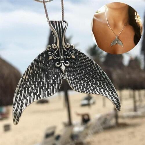 1PC Vintage Bohemian Mermaid Tail Pendant Necklace Choker Bib Beach Jewelry Gifts