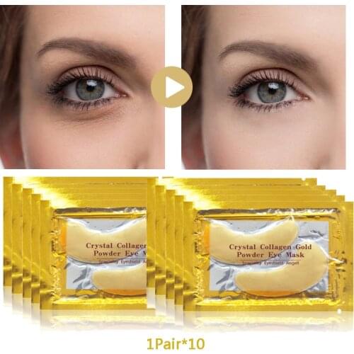Crystal Collagen Gold Powder Eye Mask Anti Aging Dark Circles Acne Beauty Patches For Eye Skin Care Korean Cosmetics 10 Pairs