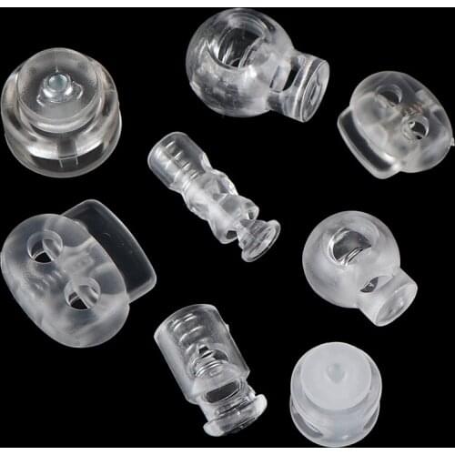10pcs Cord Lock Plastic Stopper Cord Ends Toggles Clip Buckle Transparent Clear Frost Shoelace Sportswear DIY Bag Accessories