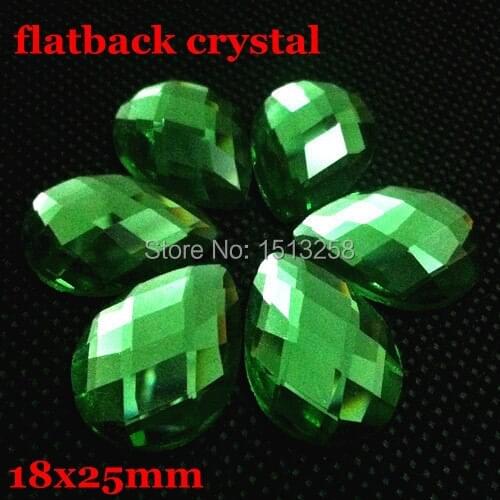 18x25mm 100Pcs grass crystal color Flat Back Pear glass crystal beads