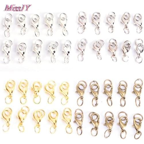 20Pcs Lobster Claw Clasps Jump Rings split Boho style Making Hook Ring Crimp End Spring Necklace Snap Chains set Beads