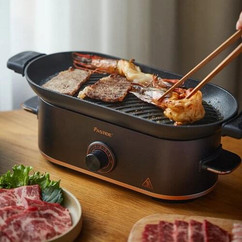 220V Non-Stick Electric Barbecue Grill Smokeless Household Mini BBQ Food Frying Pot Machine Multi Cooker