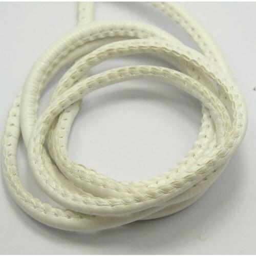 32.8 Feet White Stitched Round Soft Synthetic Leather String Jewelry Cord 5mm
