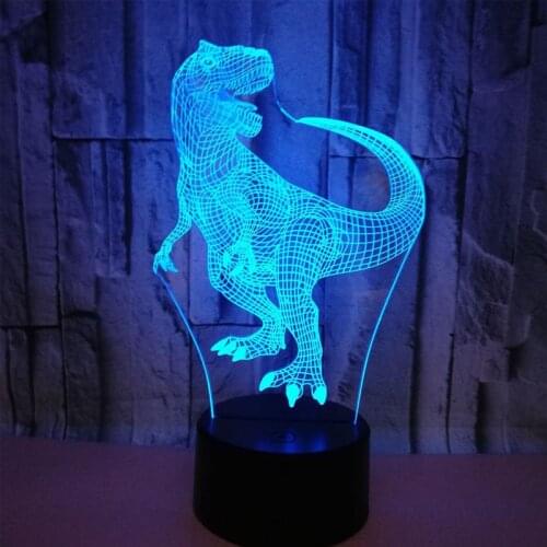 3D LED Night Lights Happy Smile Tyrannosaurus Rex Dinosaur with 7 Colors Light for Home Decoration Lamp Amazing Visualization