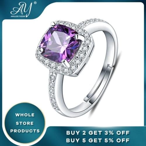 Anillos Yuzuk Silver 925 Jewelry Ring Amethyst Silver 925 Womens Classic Natural Gemstone Rings Engagement Ring Fine Jewelry