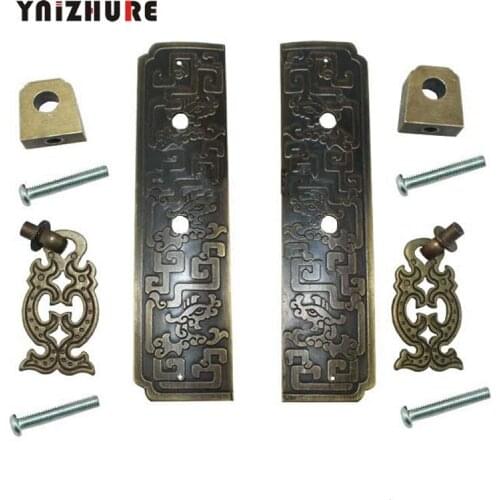 Antique Furniture OnThe Door Handle Brass Rings Cabinet Door Decorative Accessories Carved Designs