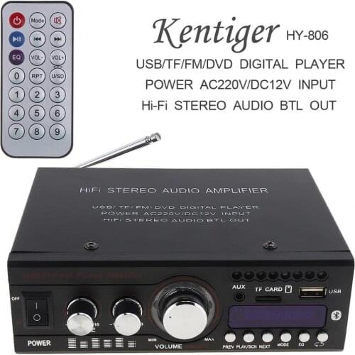 DC12V / AC110V / AC220V Bluetooth 2CH Hi-Fi Car Stereo Audio Power Amplifier Digital Player Support USB / SD / FM / DVD