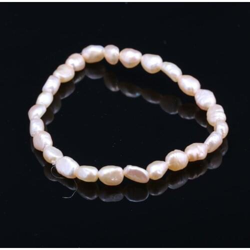 Natural Freshwater Pearl Bracelet Rice Shape For Woman Pink / Purple / White 6-7mm