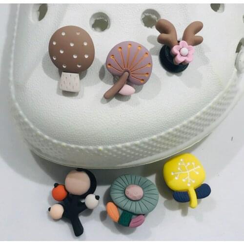 1Pcs Mushroom Tree Flowers Little Cute Shoe Accessories Shoe Buckle Charms Resin Shoe Decoration Fit Kids Backpack