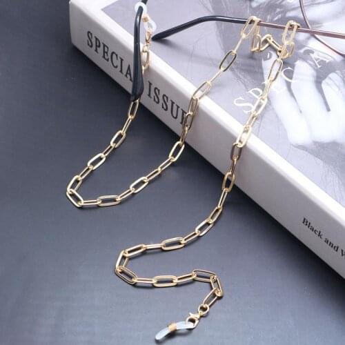 1pcs Home Retro Mask Acrylic Glasses Chain Lanyards Matte Gold Color Reading Glasses Hanging Neck Chains Sunglasses Chain Straps