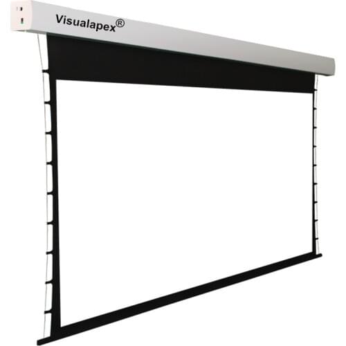 Visualapex 16:9 HDTV 4K/3D/UHD Deluxe tab-tensioned screen, electric drop down projector screen, with cinema white,T3HCW