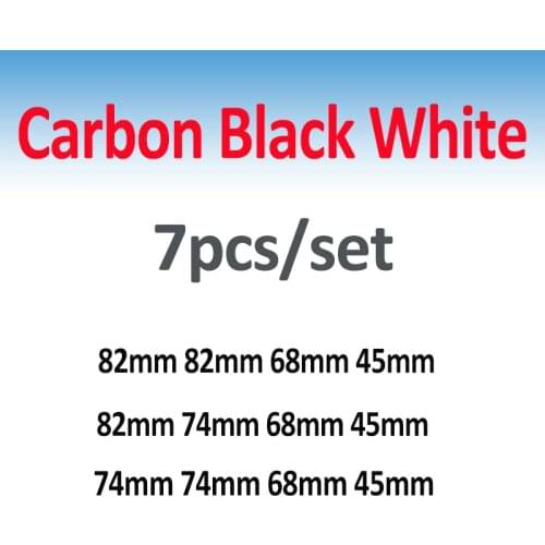 7pcs/set Carbon Fiber Black White PVC/Epoxy Front Emblem Rear Cover 82mm 74mm 68mm Auto Car Wheel Hub Caps Steering Decal 45mm