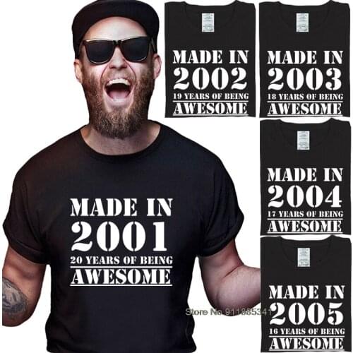 Streetwear Male Vintage Hip Hop Tops Class Clothing Made in 2001-2005 Cool T Shirts Birthday Gift Punk Graphic Cotton TShirt