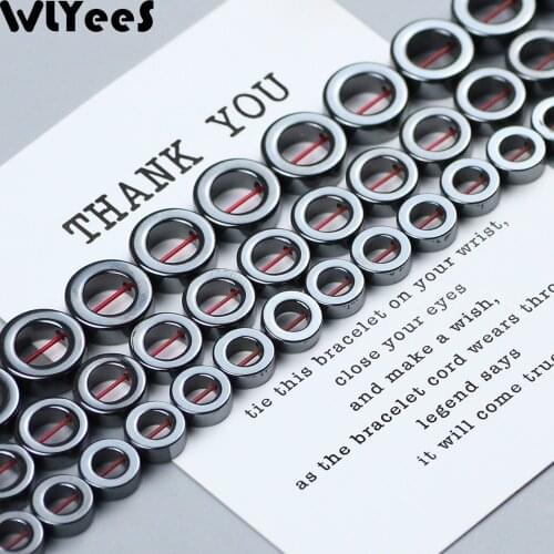 WLYeeS Natural Stone round Black Hematite bead Circle shape loose beads for Jewelry Bracelet earring Pendant Necklace Making DIY