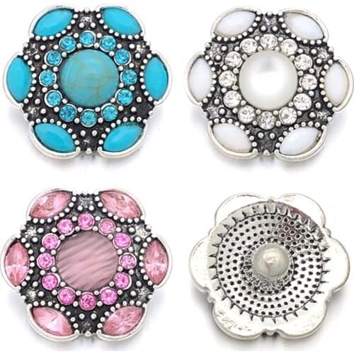 Fashion 008 Flower 3D 18mm Metal Snap Button For Bracelet Necklace Interchangeable Jewelry Women Accessorie Findings
