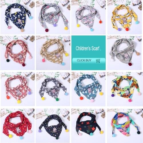 Fashion Autumn Winter Printed Warm Stars Childrens Cotton Boys Girls Triangle Scarf Kid Neckerchief Collar Kids Collar Shawl