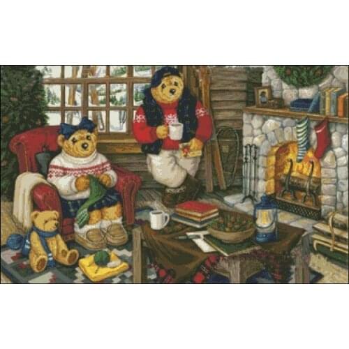 Embroidery Package Hot Sell Best Quality Cross Stitch Kits Bears Bonfire Night Animal Free Shipping