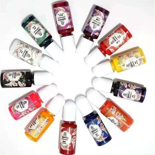 13 Colors 10ML Art Ink Alcohol Resin Pigment Kit Liquid Resin Colorant Dye Ink Diffusion UV Epoxy Resin DIY Jewelry Making Art C