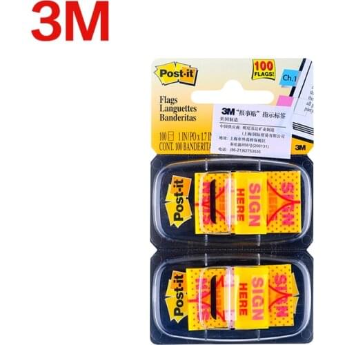 3M Writable Message Flags Sign Here Post It Sticky Notes Self Adhesive Page Flags 2 Boxes/Lot(100pcs) 680-SH2