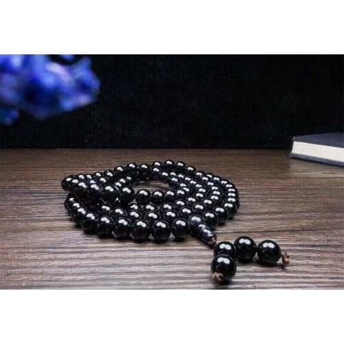 Natural 108 Balck gemstone Chalcedony Prayer Malas Bracelet Necklace women mens classic