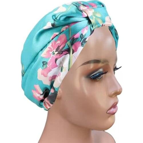 New Muslim print Silky Turban C aps For Women Pre-Tied Turban, Double Satin Headwrap, Pre-tied African print head wrap