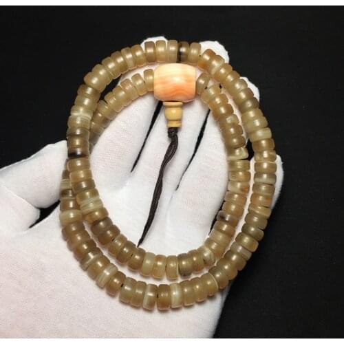 Wholesale Sale Natural Yak Horn Beads Rosary Mens Necklace Jewelry Erkek Kolye Retro Style Collana Uomo