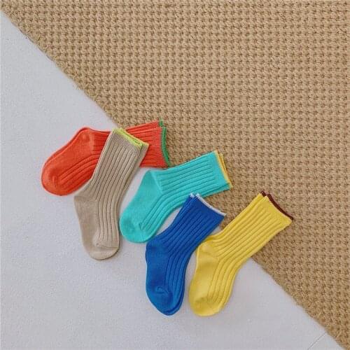 Autumn and Winter Cotton Candy Color Childrens Double Needle All-match Breathable Socks