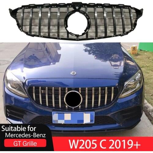 GT Style Front Grille For Mercedes Benz W205 C Class 2019-2021+ C180 C200 C300 Tuning Sport Bumper Grill