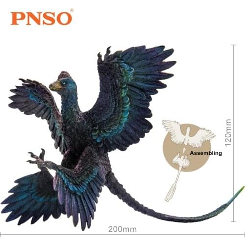 PNSO Microraptor Figure Dromaeosaurus Model Dinosaur Animal Collector Decor Gift Adult Kids Collection Science Toys Home Decor