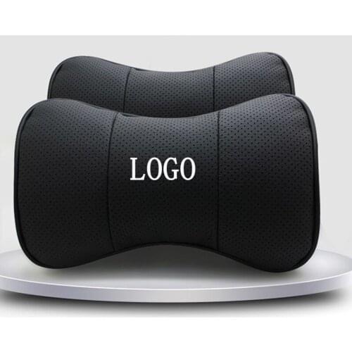 Car Neck Pillow Genuine Leather Seat Head rest Pillows Cushion For Renault BMW Toyota Nissan Volkswagen Mazda Hyundai Honda Kia