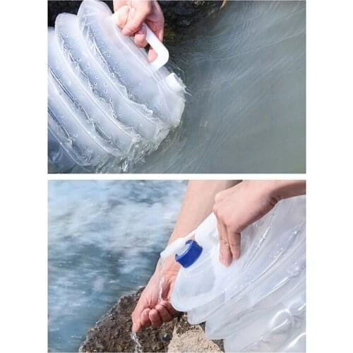 Portable Outdoor car camping Plastic folding bucket PE collapsible water bucket .Adjustable water outlet, convenient to use