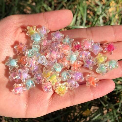 12mm AB Color Plated Transparent Star Shape Acrylic Beads for DIY Jewelry Makings Bracelets Necklaces Accessories 100/200/300pcs