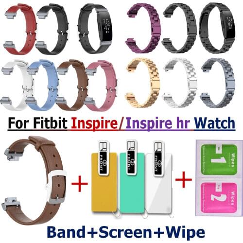 2 In 1 Silicone Wrist for Fitbit Inspire Screen Protective film Replacement Wristband Strap for Fitbit Inspire/Inspire hr Band