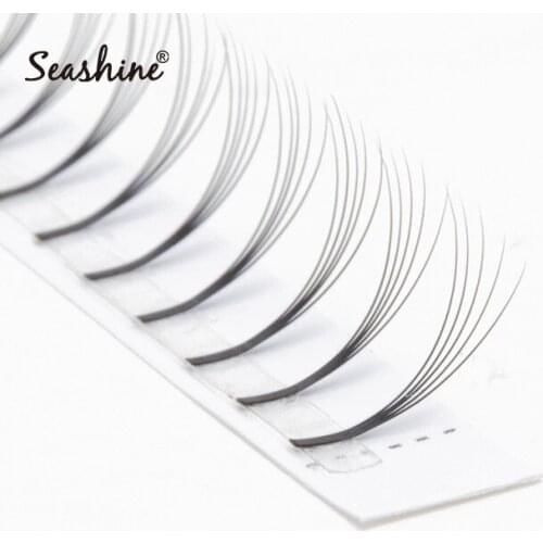 Seashine Long Stem 5D Premade Fans Volume Eyelashes Extension Customize Logo Volume Fans Lashes Russia Volume Free Shipping