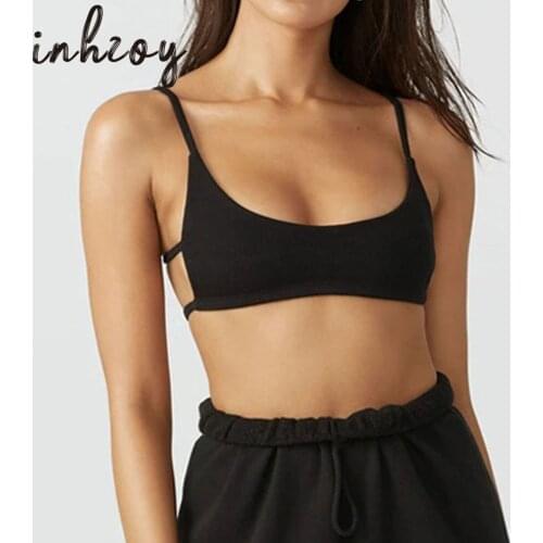 Sexy Hollow Backless Black Camisole Tank Top Women Club Party Wear Crop Tops Slim Soft Vest Tee Summer Y2k Egirl 90s