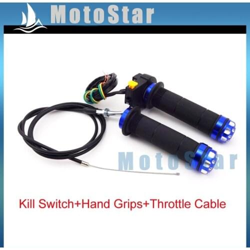 Blue Throttle + Cable + Handle Grips + Kill Stop Switch For 2 Stroke 49cc 50cc 60cc 66cc 80cc Gas Motorized Bicycle Push Bike