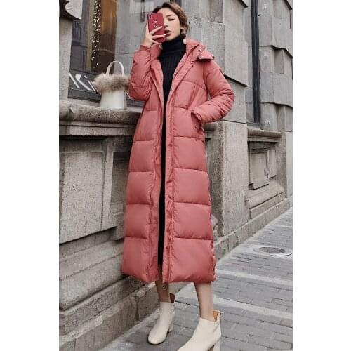Stylish Slim Down Cotton Coat Womens 2021 Winter New Womens Long Over-knee Cotton Dress Womens Clothing