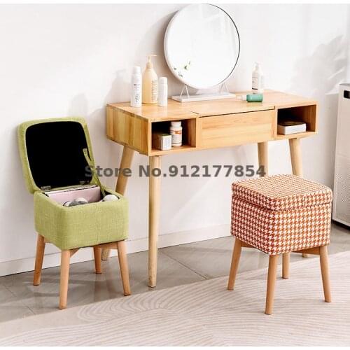 Solid wood dressing table stool household living room net red makeup stool manicure chair Nordic dining stool household high sto