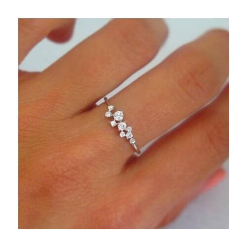 Sparkling CZ Ring for Women Engagement Jewelry Anniversary Gift Gold Color fashion jewelry 2018 minimal delicate design