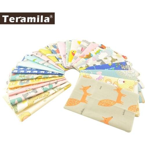 Teramila 32x32cm/pcs Fat Quarter 100% Cotton Fabric Animal Design Telas DIY Patchwork Algodon Baby Cloth Tissus Pillow Quilts