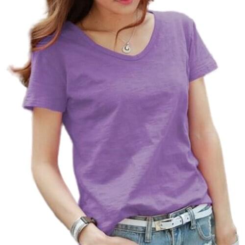 DANCING WINGS Summer Short Sleeve V-neck 100% Womens Cotton T-shirt Plus Size Tops