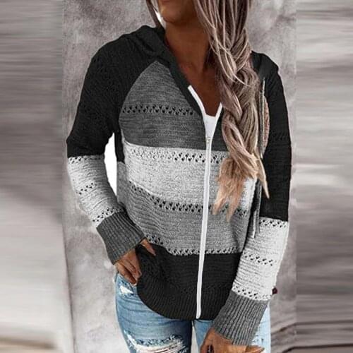 Womens Plus Size Loose Jackets Casual Zipper Fly Patchwork Jackets With Hood Long Sleeve Oversized Jackets manteau femme