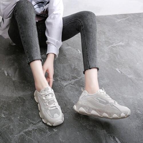 2020 summer jelly bottom daddy shoes women mesh breathable thick bottom increased wild casual single shoes Z873