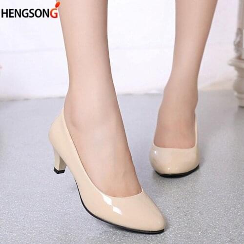 Ladies Pumps Office Shoes Woman Medium Heel Nude Sexy Pointed Toe High Heels Weeding Party Shoes Women Office Work White Pumps