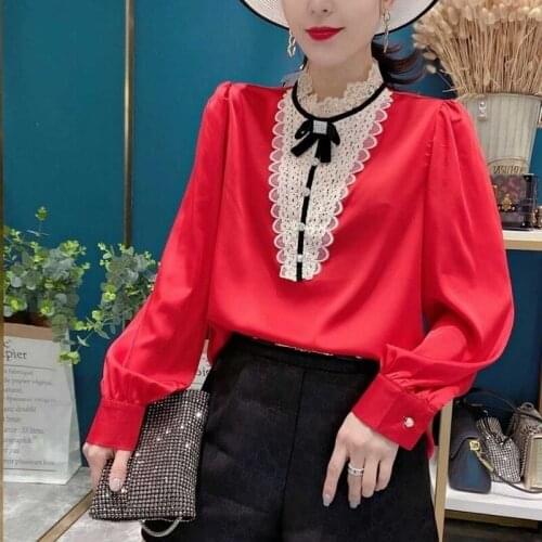 Women Vintage Chiffon Blouses 2021 Spring New Female Satin Shirts Loose Casual Ladies Tops Office Lady Work Wear Clothing X288