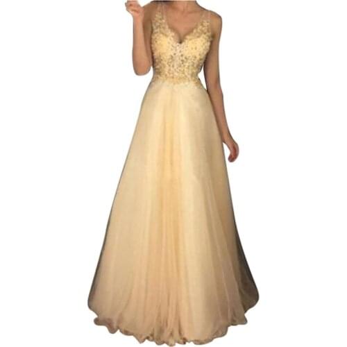 2021 Plus Size Ladies Fashion Sexy Sequin Golden Gown Sleeveless Party V-neck Long Dress Elegant Robe Dress Women