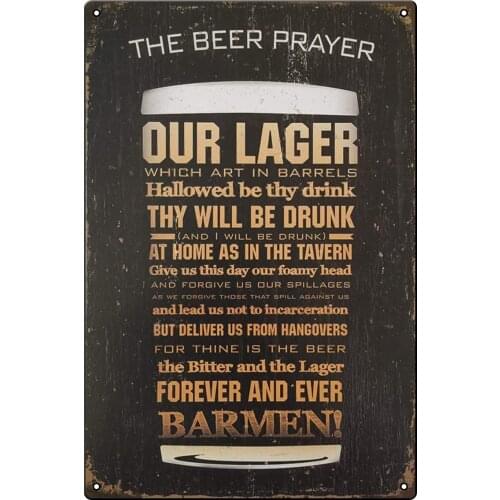 The Beer Prayer Tin Sign Metal Novelty Retro Vintage Wall Plaque - Ideal for Pub Bar Office Home Tin Signs Metal Poster Gift