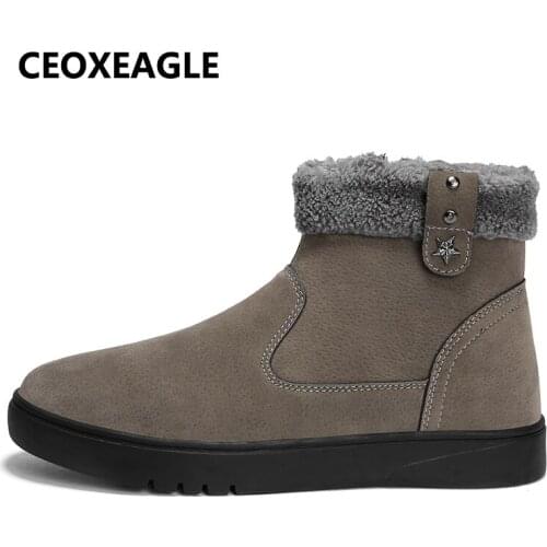 Winter Warm Men Snow Boots Antiskid Bottom High Top Fur MenS Boots Fashion Short Plush Men Boots Casual MenS Shoes Size 39-44