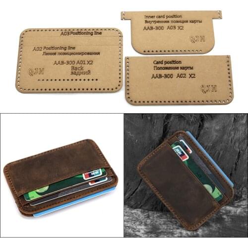 1SET Paper template leather diy handmade leather multifunctional card holder wallet drawing kraft paper sewing pattern mold